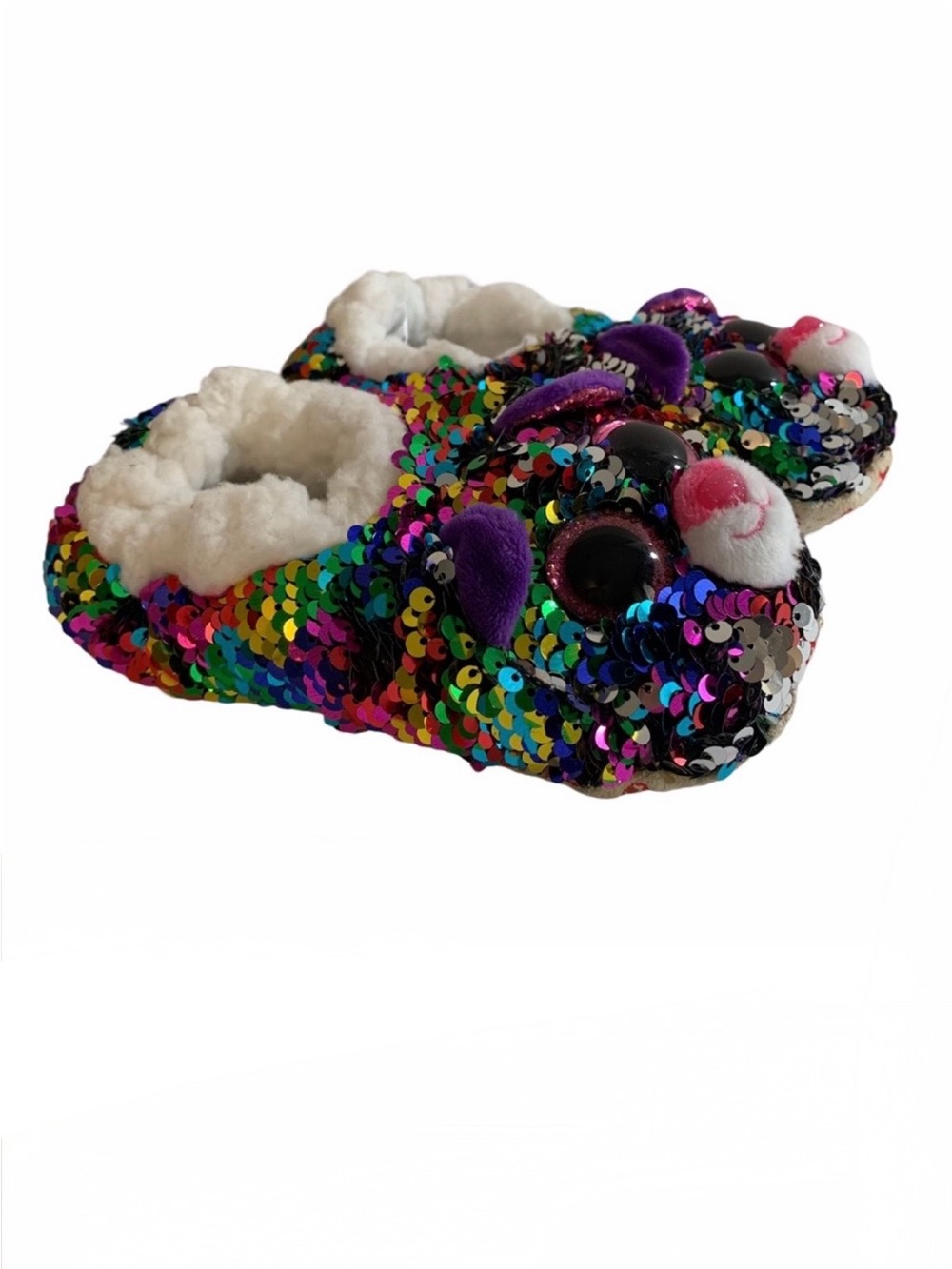 Ty beanie boos dotty youth 1-3 slippers grip sequin flip fleece lined socks